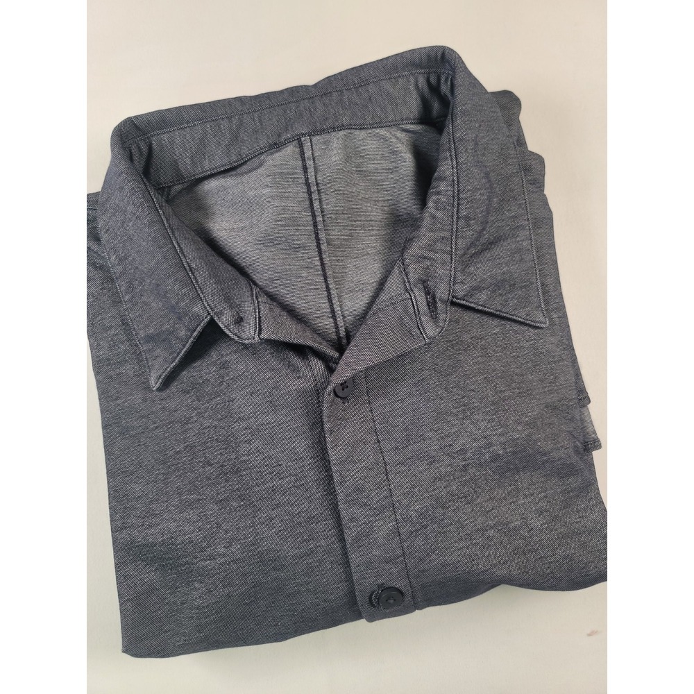 Lululemon Men's Button Down Shirt Gray‎ Long Sleeve Stretch Performance XL